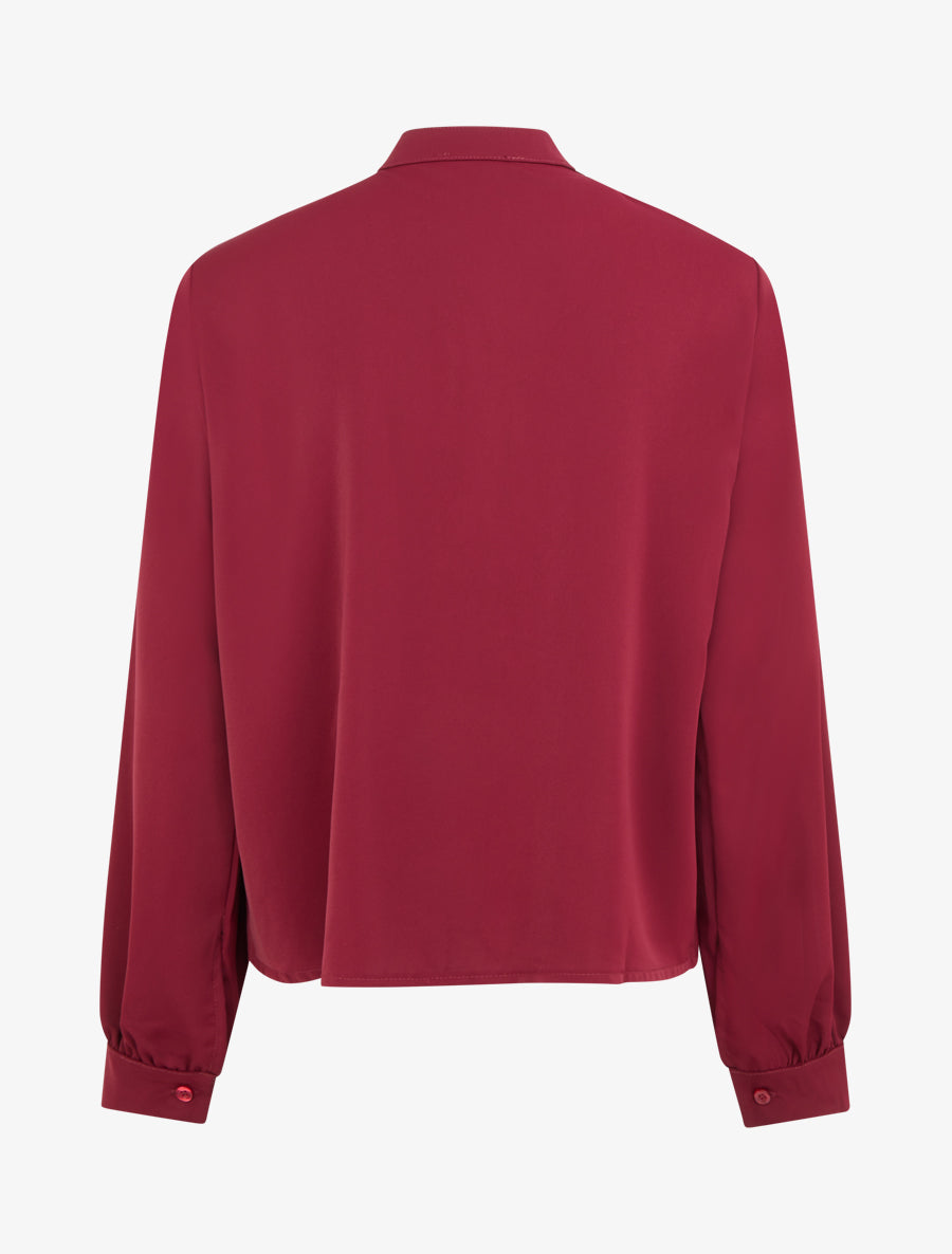 Blouse unie à col jabot - Lie de vin - 2