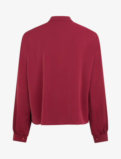 Blouse unie à col jabot - Lie de vin - 2