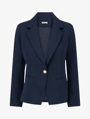 Blazer uni boutonné - Marine - 1