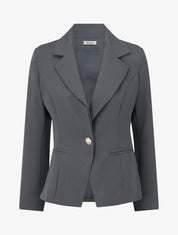 Blazer uni boutonné - Gris - 1