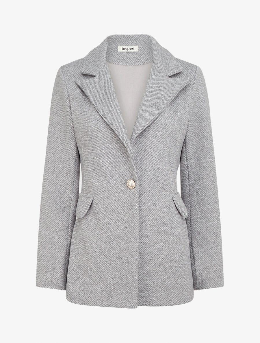 Manteau court à poches décoratives - Gris - 1