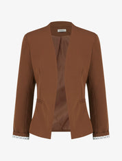 Gerade geschnittener Blazer mit Schulterpolstern - Braun