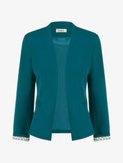 Veste droite à épaulettes - Bleu canard - 1