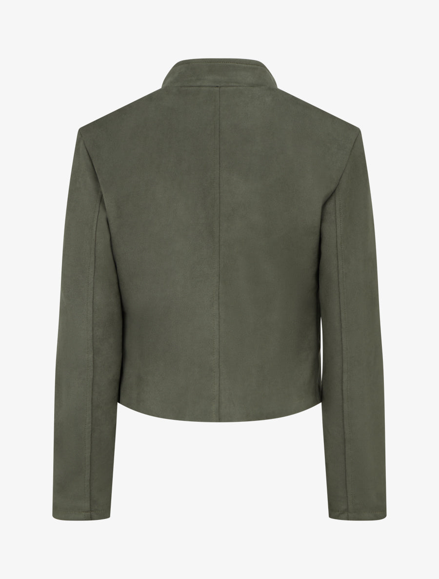 Veste en suédine à zip décoratif - Kaki - 2