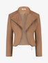 Veste en suédine à zip décoratif - Camel - 1