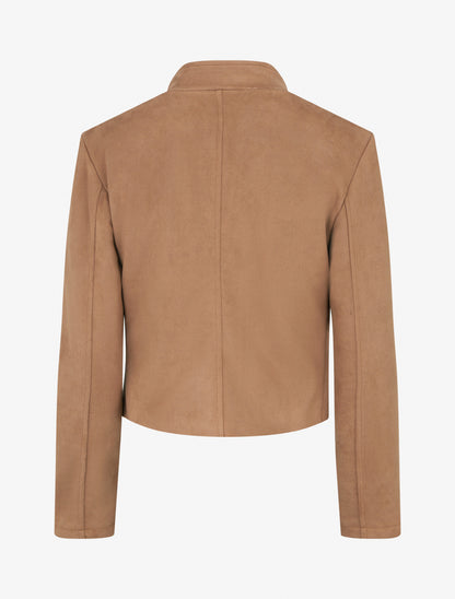 Veste en suédine à zip décoratif - Camel - 2