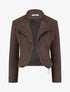 Veste en suédine à zip décoratif - Marron - 1