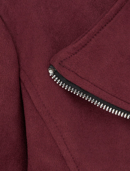 Veste en suédine à zip décoratif - Bordeaux - 3