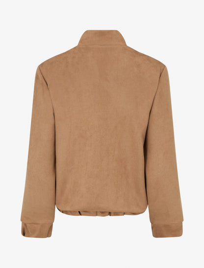 Veste élastiquée en suédine - Camel - 2