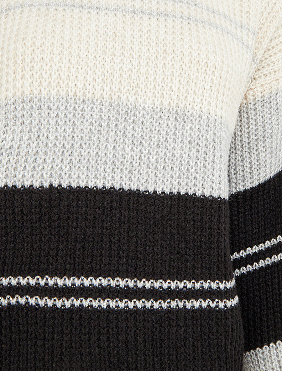 Pull en maille à bandes contrastantes - Gris/beige - 3