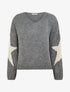 Pull en maille uni à motifs étoiles - Gris - 1