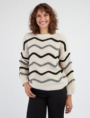 Strickpullover mit Wellenmuster - Schwarz/Grau