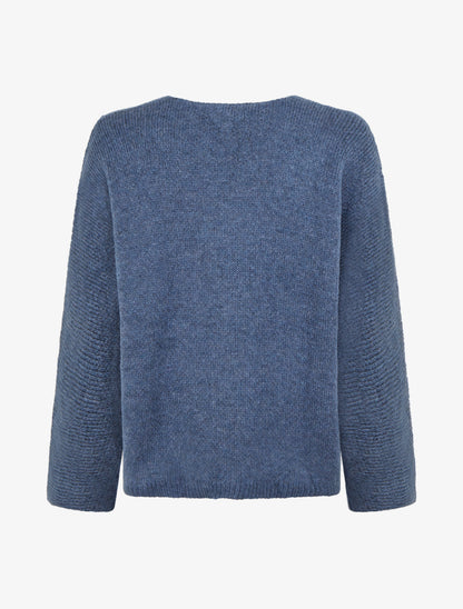 Pull à col rond à motif floral - Marine - 2