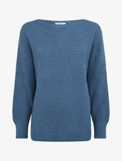Pull uni à manches chauves-souris - Bleu - 1