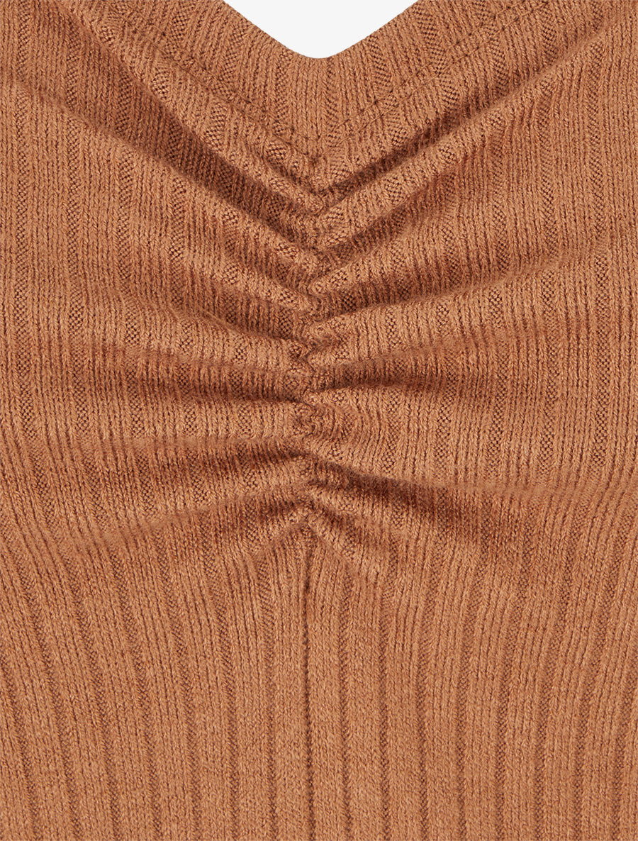 Pull côtélé à manches longues imprimé graphique - Camel - 3
