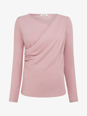Pull uni à côté effet drapé - Rose - 1