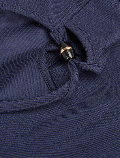 Pull en maille fine à lien de serrage - Marine - 3