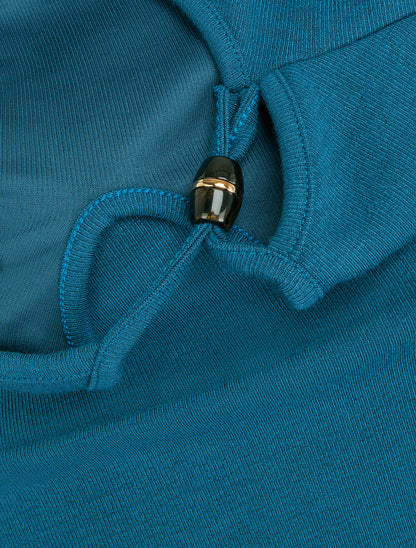 Pull en maille fine à lien de serrage - Bleu - 3