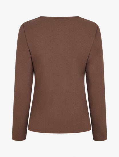 Pull en maille fine à lien de serrage - Marron - 2