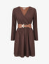 Robe evasée effet fleurs brodées - Marron - 1