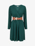 Robe evasée effet fleurs brodées - Vert foncé - 1