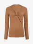 Pull fin uni à col fantaisie - Camel - 1