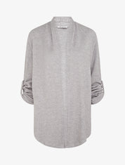 Gilet uni irisé à manches longues retroussables - Gris - 1