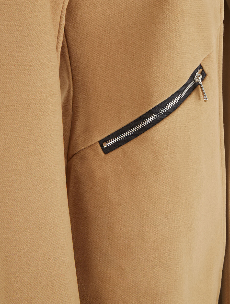 Veste mi-longue à zips - Beige - 3