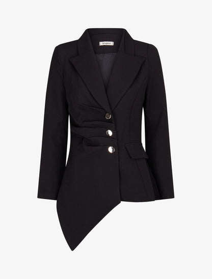 Veste asymétrique à plis - Noir - 1
