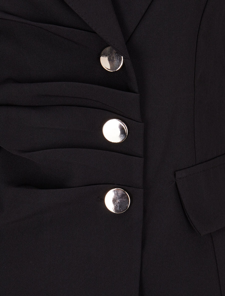 Veste asymétrique à plis - Noir - 3
