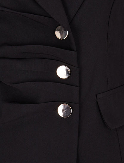 Veste asymétrique à plis - Noir - 3