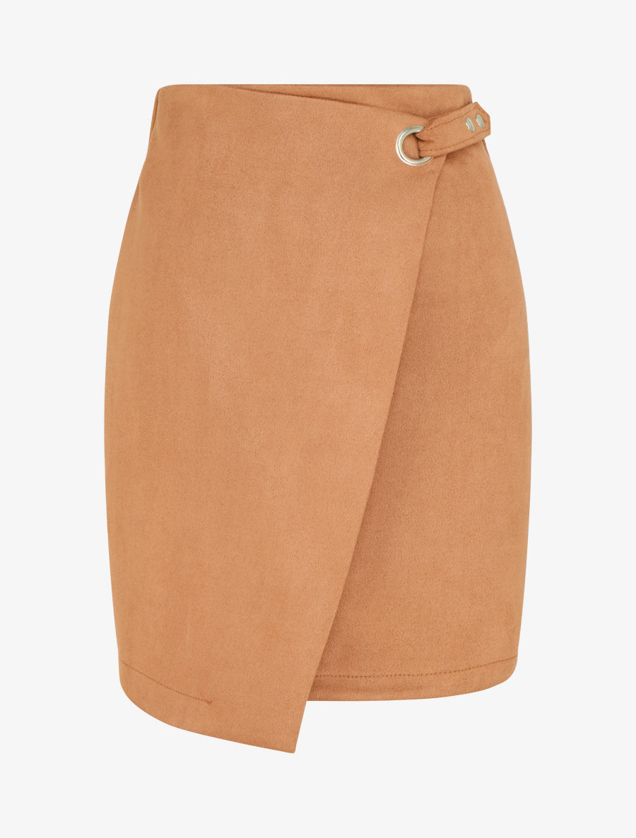 Jupe style portefeuille à oeillet - Camel - 1