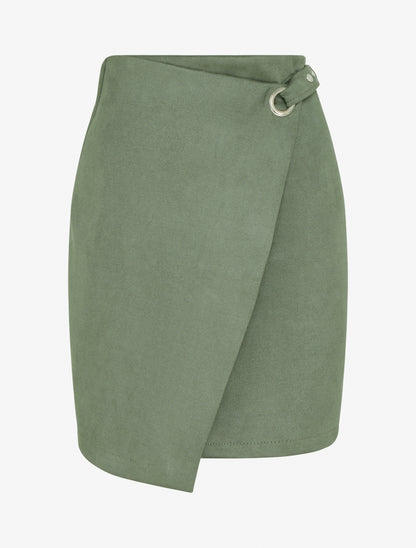 Jupe style portefeuille à oeillet - Kaki - 1