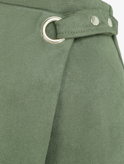 Jupe style portefeuille à oeillet - Kaki - 3