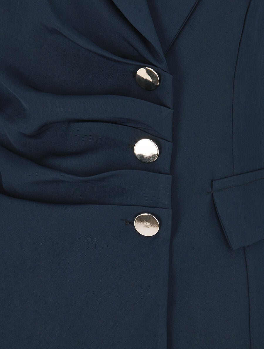 Veste asymétrique à plis - Marine - 3
