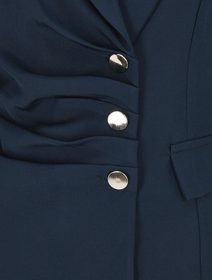 Veste asymétrique à plis - Marine - 3