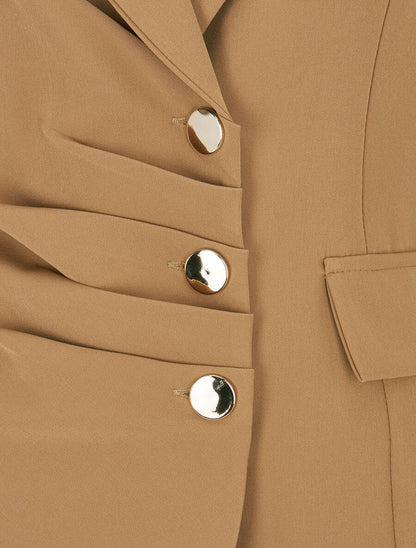 Veste asymétrique à plis - Camel - 3
