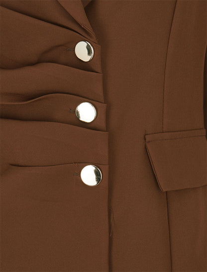 Veste asymétrique à plis - Marron - 3