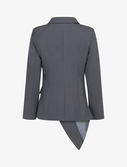 Veste asymétrique à plis - Gris foncé - 2
