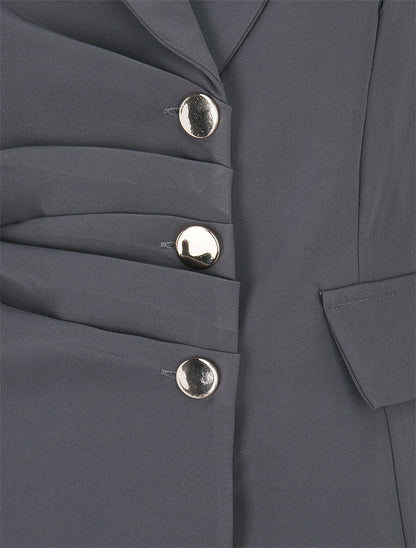 Veste asymétrique à plis - Gris foncé - 3