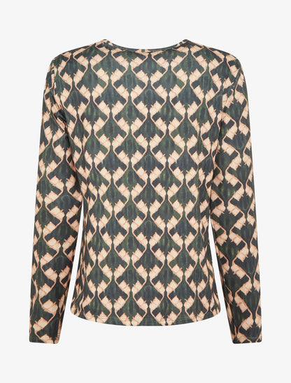 Blouse imprimé fantaisie à col zippée - Vert sapin - 2