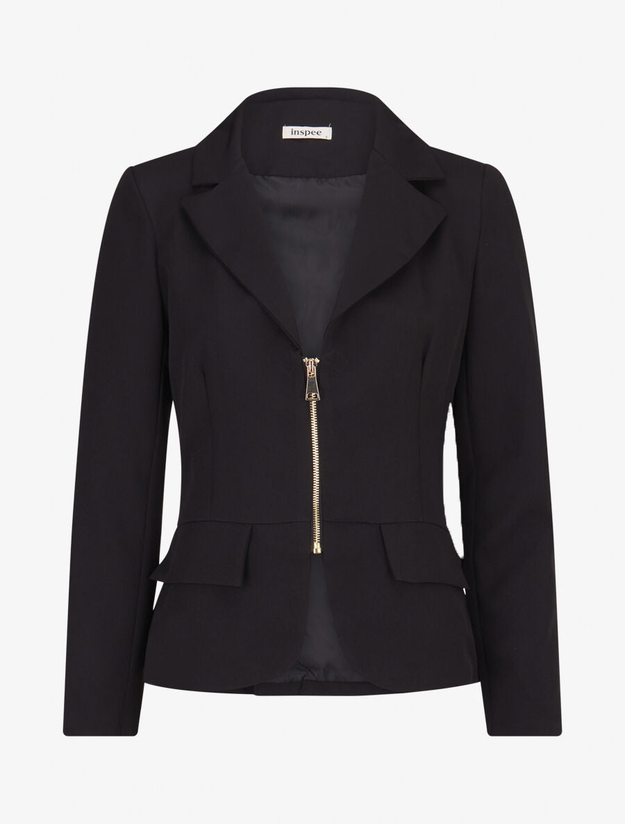 Veste cintrée à zip - Noir - 1