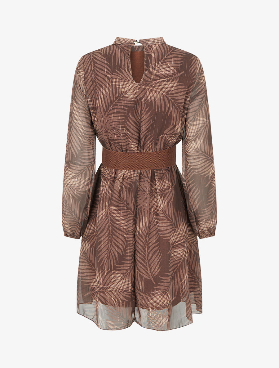 Robe irisée à imprimé feuillage - Marron - 2