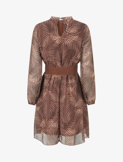 Robe irisée à imprimé feuillage - Marron - 2