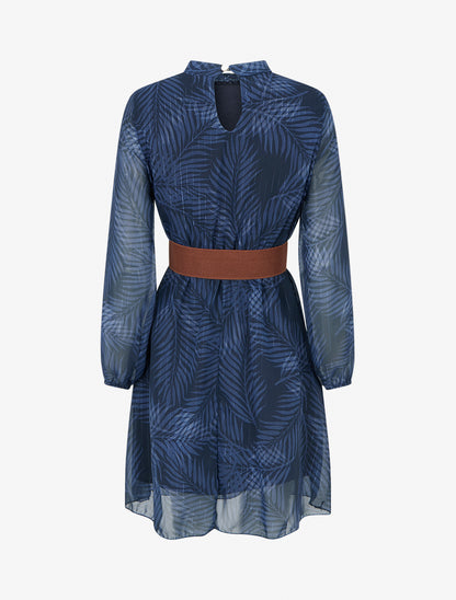 Robe irisée à imprimé feuillage - Marine - 2