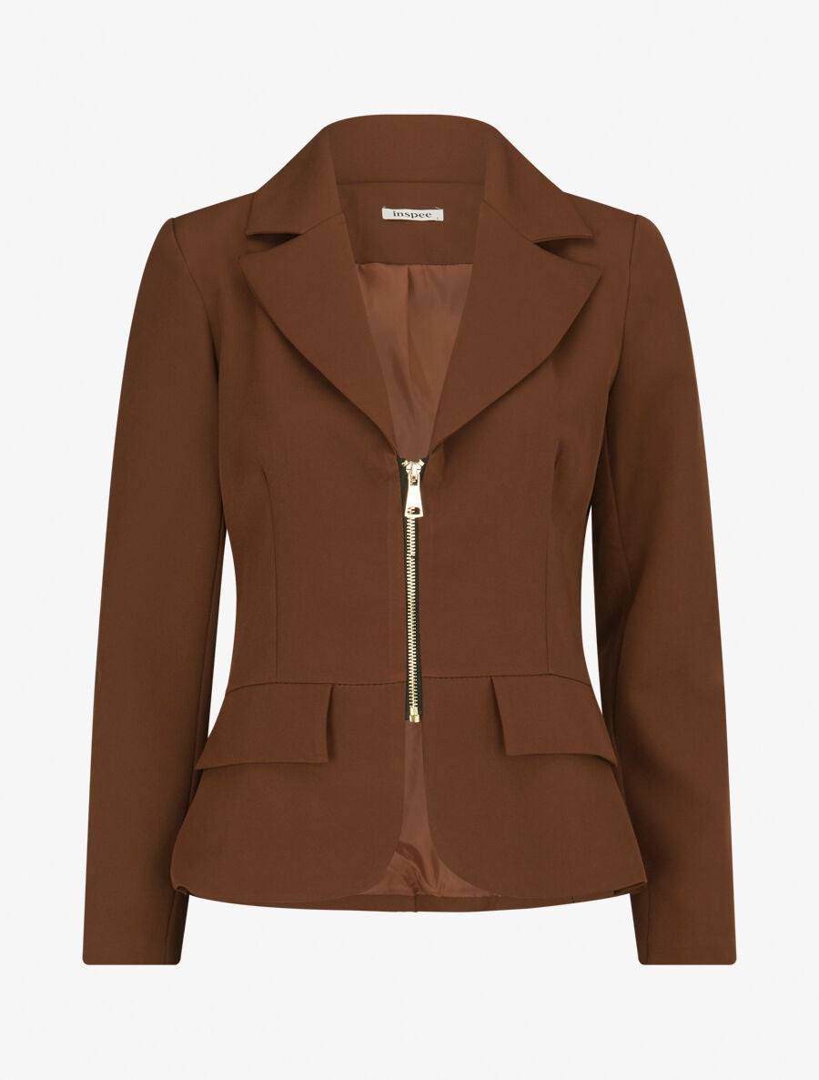 Veste cintrée à zip - Marron - 1