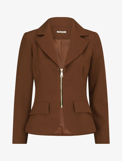 Veste cintrée à zip - Marron - 1