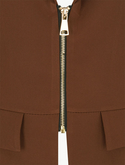 Veste cintrée à zip - Marron - 3