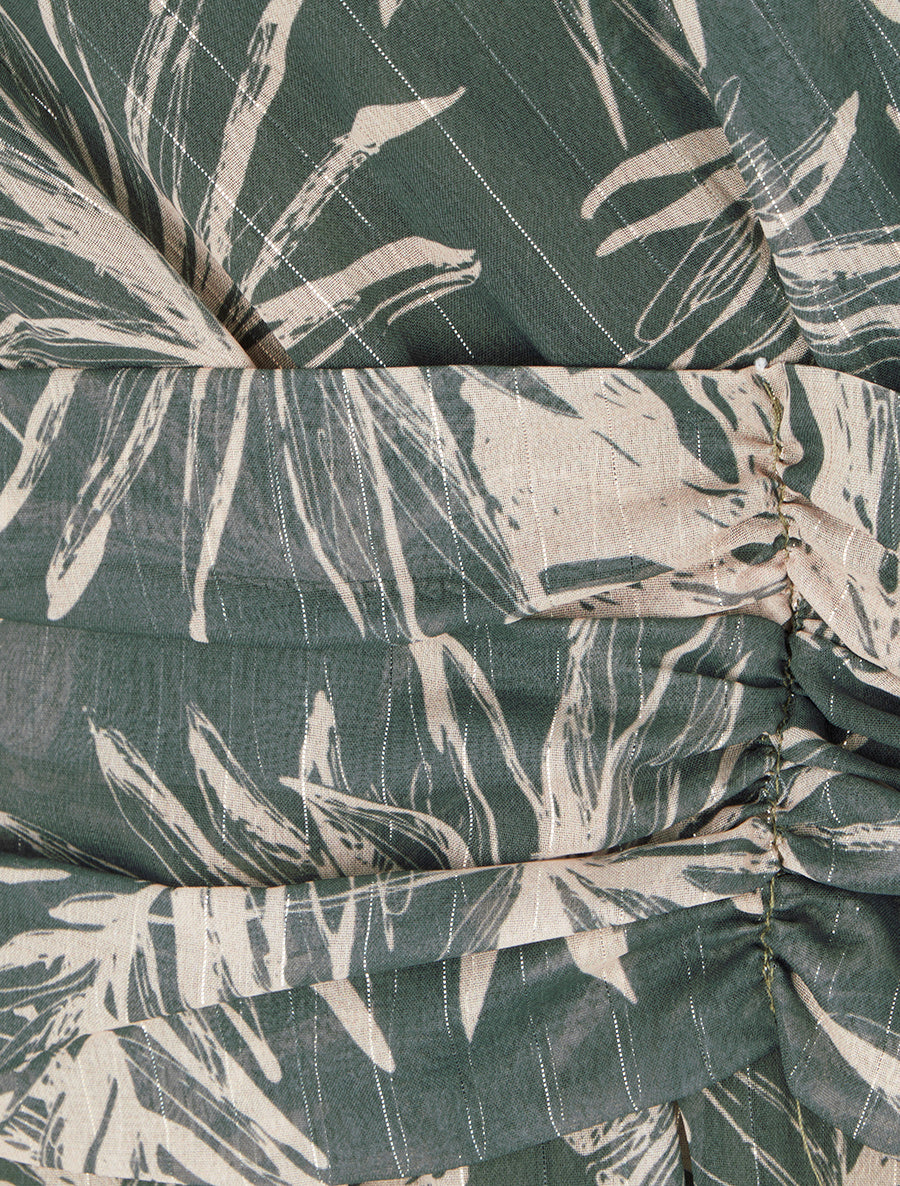 Robe imprimé feuillage à rayures irisées - Kaki - 3
