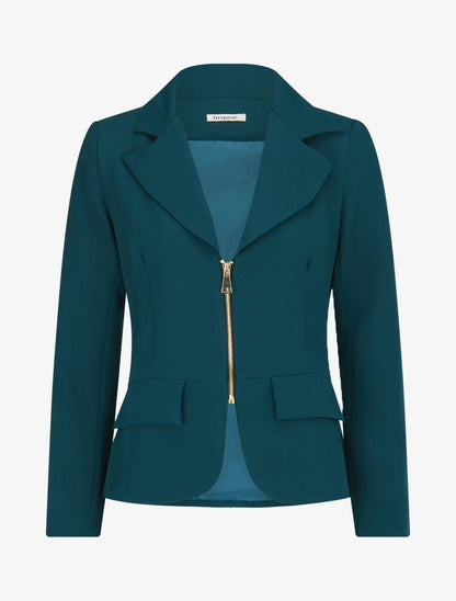 Veste cintrée à zip - Bleu pétrole - 5